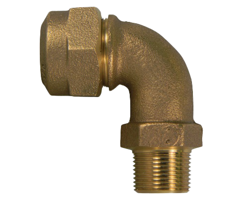 AY McDonald compression CTS 90-degree fitting for municipal waterworks systems.