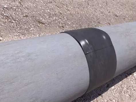 MarMac MacWrap Coupler on a concrete pipe