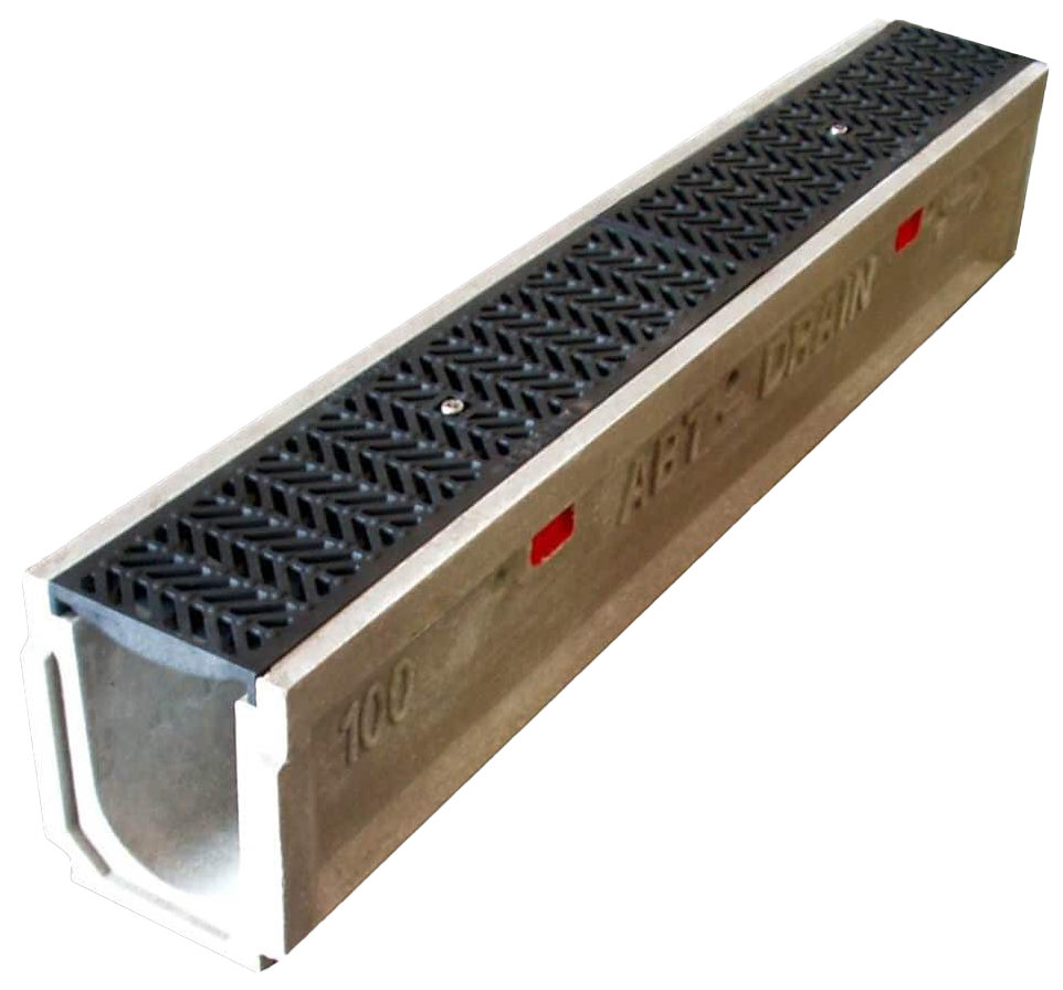 ABT Polydrain channel drain system used for municipal and commercial drainage applications.