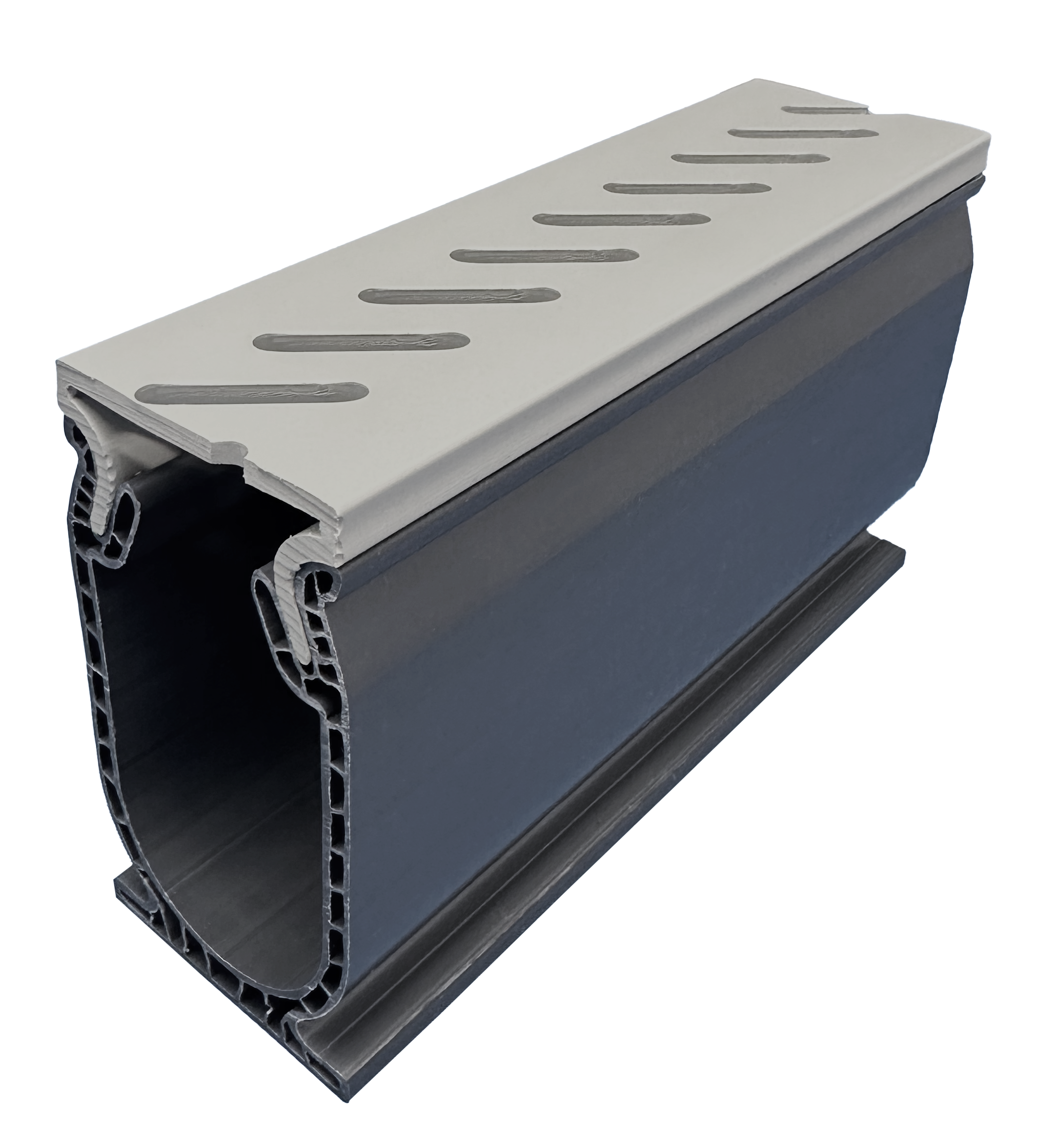Stegmeier Frontier Deck Drain Pro in gray, designed for deck and surface drainage systems.